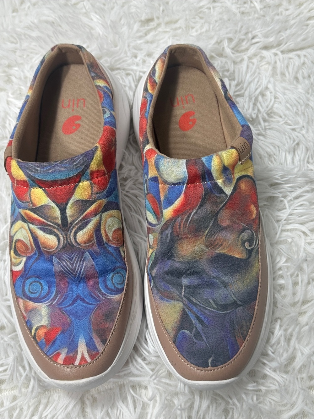 UIN Dye-Misty Art Print Slip On Colorful Canvas Casual Comfort Shoes Womens Sz 8 - Picture 5 of 15